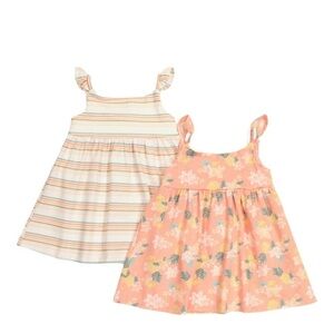 SIGRID OLSEN Infant Girls 2 Pack Printed Baby Doll Dresses Floral Stripe Prints